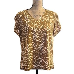 SHEIN short scalloped sleeve Cheetah print lightweight flowy blouse